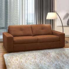 Imagem de Sofá Decorativo Mendes 2 Lugares Sala de estar 205cm Pés em Madeira Couro Conhaque G88 - Gran Belo