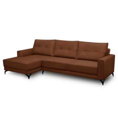 Imagem de Sofá 5 Lugares Heros com Chaise Esquerdo Veludo Terracota