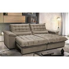 Imagem de Sofá Retrátil e Reclinável 2,12m com Molas Ensacadas Cama inBox Aconchego Tecido Suede Castor