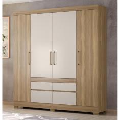 Imagem de Guarda Roupa Roupeiro Casal 64110 04 Portas 04 Gavetas Bilbao Amendola Touch Off White Demóbile