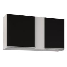 Imagem de Armário Aéreo De Cozinha 100cm 2 Portas Indiana Branco/preto - Lumil Móveis
