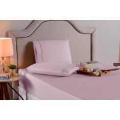 Imagem de Jogo lençol de solteiro 3 peças rosa 100% algodão 200 fios - Shopping 