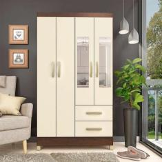 Imagem de Guarda-Roupa Solteiro Com Espelho Veneza 4 Pt 2 Gv Rustico E Champagne