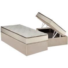 Imagem de Conjunto Box Baú Solteiro: Colchão Molas Luckspuma Bonnel Montreal Spring + Base CRC Suede Clean(88x188)