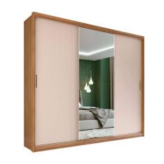 Imagem de guarda-roupa casal com espelho dalila flex 3 pt 2 gv amêndola e off white
