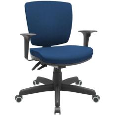 Imagem de Cadeira de Escritório Executiva Office Base Giratória Preto Baixa Flexi P03 Poliéster Azul - Lyam