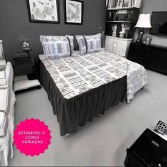 Imagem de Lençol Colcha Casal Malha Com Babado 3 Pçs Estampas Sortidas - Tudodic