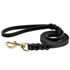 Imagem de Coleira de couro para cães de 1,5 m (cerca de 1,5 metro), coleira de treinamento de cães pesados para cães grandes e médios, coleira longa de couro macio e forte, adequada para treinamento de cães