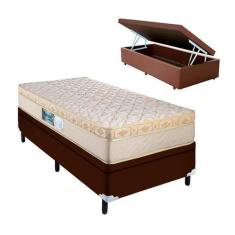 Imagem de Cama Arezzo Baú Solteiro Box Molas Ensacadas Marrom - Portobel