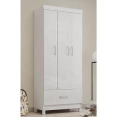 Imagem de Guarda Roupa Roupeiro Solteiro 31060 03 Portas 01 Gaveta Prince Branco Demóbile