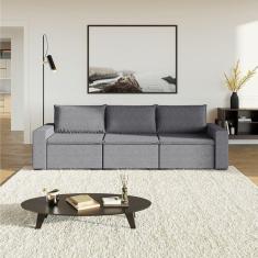 Imagem de Sofá Modular 1 Módulo Direito 1 Módulo Central 1 Módulo Esquerdo Zen Cabecasa Madeiramadeira Grafite