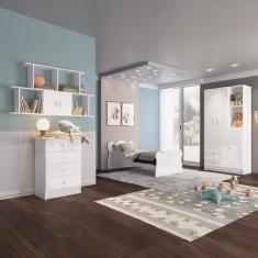 Imagem de Quarto Infantil Completo Anjinho 5 Portas 6 Gavetas Branco - Percasa