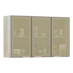 Imagem de Armário Para Cozinha 120cm 3 Portas C/Vidro Reflecta Bronze