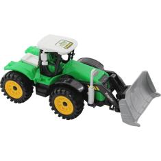 Imagem de Brinquedo Trator Escavadeira Miniatura Articulado Verde Fricção 25cm