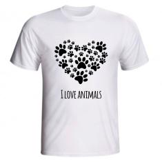 Imagem de Camiseta I Love Animals Eu Amo Animais Cachorro Gato