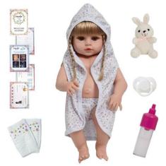 Imagem de Bebê Boneca Reborn Menina Saída De Banho Coelhinho Loira - Cegonha Reb