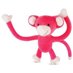 Imagem de Macaco de Pelúcia Agarradinho Rosa 33 cm Antialérgico
