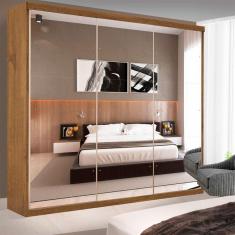 Imagem de Guarda Roupa Casal Isabela Freijó 3 Portas De Correr E 9 Espelhos Minastex