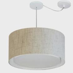 Imagem de Lustre Pendente Cilíndrico Com Desvio Md-4315 Cúpula em Tecido 50x30cm Rustico Bege - Bivolt