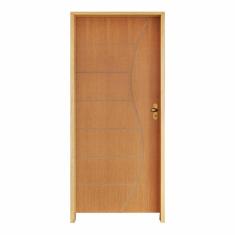 Imagem de Kit Porta De Madeira 62 x 2.10 Friso Belissima 12 Bat. Misto 14cm Fech. Externa Lado Direito - Hale