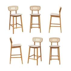 Imagem de Kit 06 Banquetas Liz Cabecasa Madeiramadeira Bege