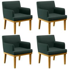 Imagem de Kit 04 Poltronas Decorativas Para Sala de Estar Beatriz W01 Linho Verde Musgo - Lyam Decor