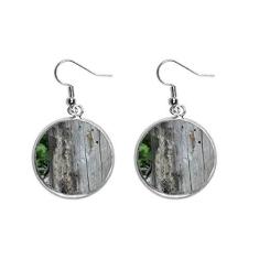 Imagem de Brinco feminino com pingente de orelha craquelado cinza e branco