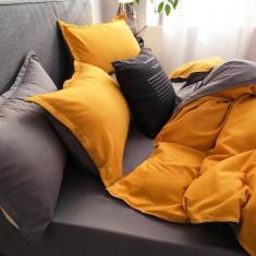 Imagem de Jogo De Cama Casal Comum Completo 7 Peças Amarelo Decor - Casa Da Fama