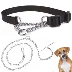 Imagem de Coleira Ajustavel Guia Kit P/Passeio Cao Semi Enforcadora
