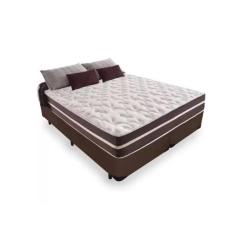 Imagem de Cama Box King 193 Tecido Sintético Marrom com Colchão Little Angel - Bello Box - Mola Superlastic 62x193x203