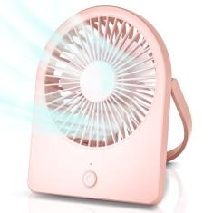 Imagem de buywoo Ventilador de mesa USB portátil, alimentado por USB-A pequeno ventilador pessoal com 3 velocidades, mini ventilador de mesa dobrável com vento forte, ultra silencioso para casa, escritório,