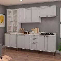 Imagem de Cozinha Completa Iluminata 12 Portas 3 Gavetas 100% Mdf Com Vidro Bran
