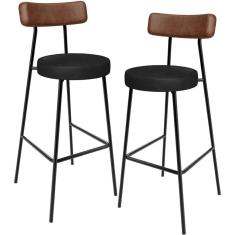 Imagem de Kit 02 Banquetas Alta Bar Cozinha Sala De Jantar Milão L02 Couríssimo Marrom Preto