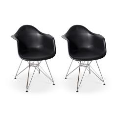 Imagem de Conjunto 02 Cadeiras Charles Eames Eiffel Com Braços - Base Metal - 