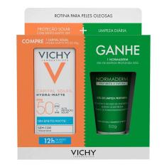 Imagem de Kit Vichy Protetor Solar Facial Capital Soleil Hydra-Matte Sem Cor Fps 50 30G + Gel De Limpeza Facial Normaderm 50G