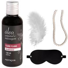 Imagem de Kit Massagem Corporal Óleo Ylang Relaxante Pena Venda Colar - Enaltece