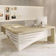 Imagem de Mesa Tamburato Diretor Ii Le Carvalho/branco - Artany Móveis