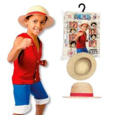 Imagem de Fantasia One Piece Infantil Roupa e Chapeu de Palha Luffy - Fantasias 