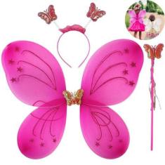 Imagem de Kit Asa Borboleta Fada Com Tiara Festa Fantasia Infantil - Bela Import