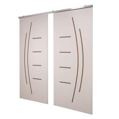 Imagem de Porta Dupla Branco Prime Frisada Kit Alumínio F08 - Smile - 210x160