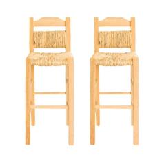 Imagem de Kit 2 Banquetas com Assento e Encosto de Palha