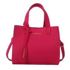 Imagem de Bolsa tiracolo pequena de tecido de feltro, bolsa de trabalho, bolsa de ombro com alça ajustável, rosa