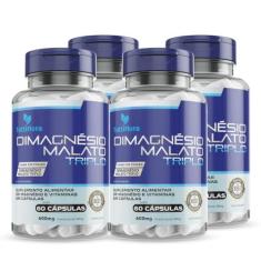 Imagem de Kit Com 04 - Dimagnésio Malato Triplo (Malato, Bisglicinato e Cloreto de Magnésio) 60 Caps 600mg TuttiFlora