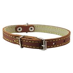 Imagem de Coleira de couro genuíno para cães 24,1 cm - 33 cm Tamanho do pescoço, 1,27 cm de largura Chihuahua, filhotes