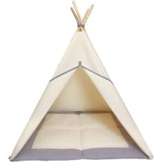 Imagem de Barraca infantil + tapete acolchoado cinza 135x90x90cm
