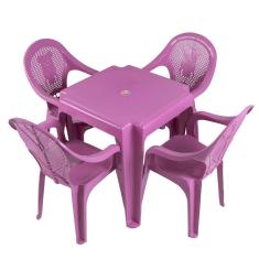 Imagem de Mesa Infantil  Ursinho Com 04 Cadeiras Plásticas Várias Cores