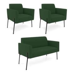 Imagem de Sofá Namoradeira 2 Poltronas Pé de Ferro Preto Marisa Veludo D03 - D'Rossi