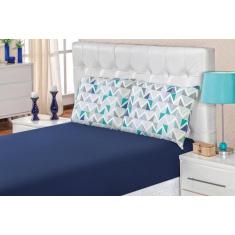 Imagem de Jogo De Cama Malha Casal Quality 03 Peças - Geométrico Azul  - Bia Enx