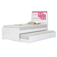Imagem de Cama Bibox Luiza Solteiro Branco/Rosa  Vitamov