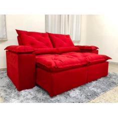 Imagem de Sofá Retrátil E Reclinável 2,20M Em Tecido Veludão C/ Pillow Nos Braço